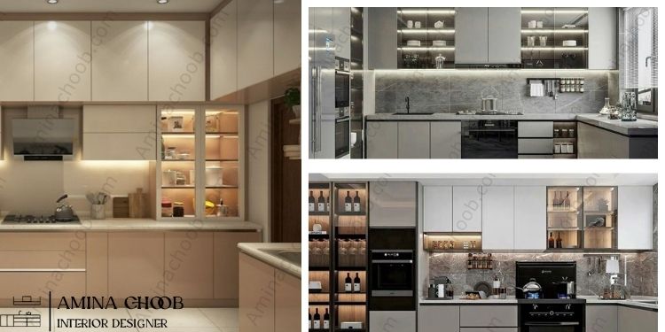 عکس کابینت شیشه ای برای آشپزخانه کوچک